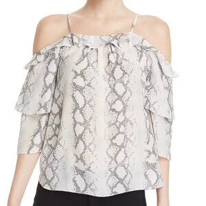 Generation Love - Gwen Snake Print Cold-Shoulder Silk Top  XS